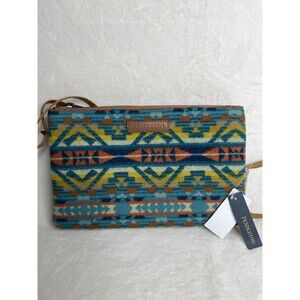 NWT Pendleton Large 3 Pocket Keeper! Rare!! Teal Aztec Wool Purse Crossbody